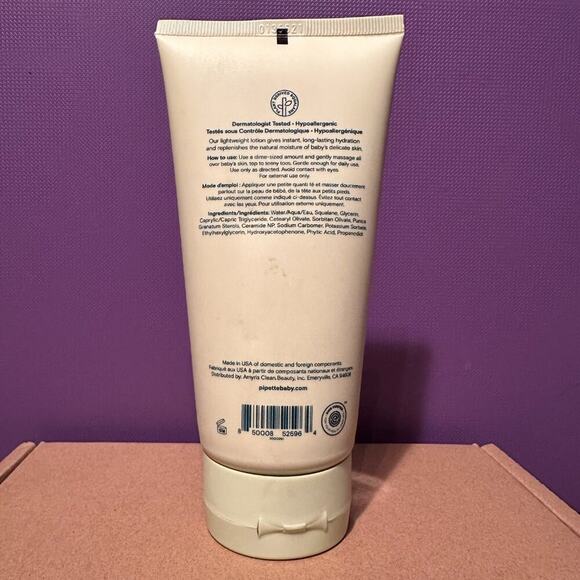 Pipette Baby Lotion: Natural Hydration, Fragrance-Free, 6oz (170ml) - NEW - Picture 2 of 3